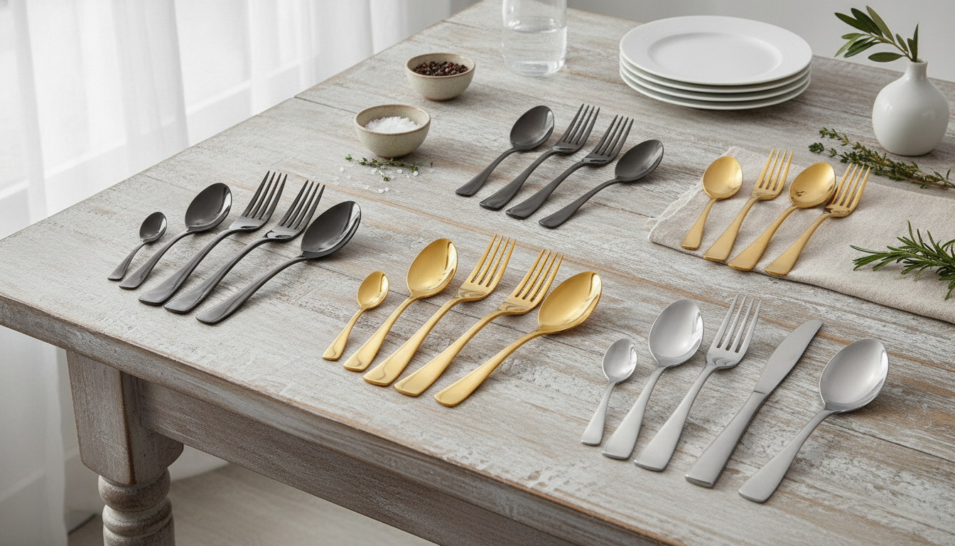 24-Piece Black/Gold/Silver Flatware Set (Service for 6)