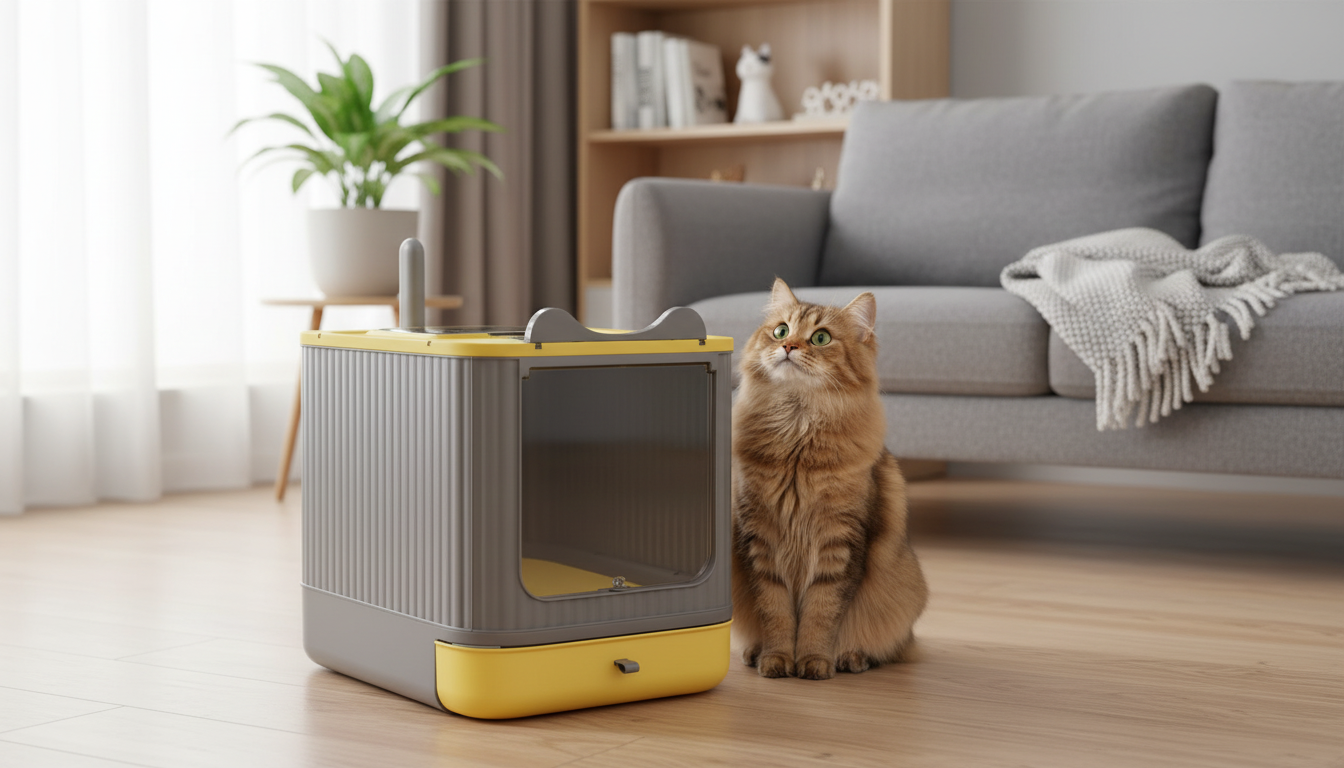 Enclosed Cat Litter Box with Lid + Drawer: Less Mess