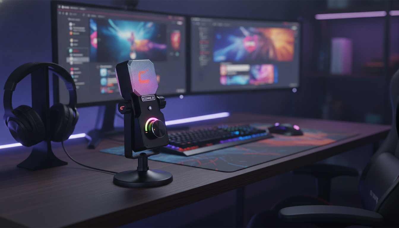 RGB USB Condenser Mic Setup for Streaming, Gaming & Recording