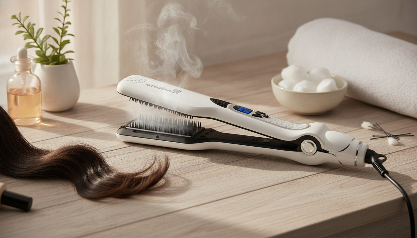 Steam Straightener Brush: Ceramic + Ionic, Less Frizz
